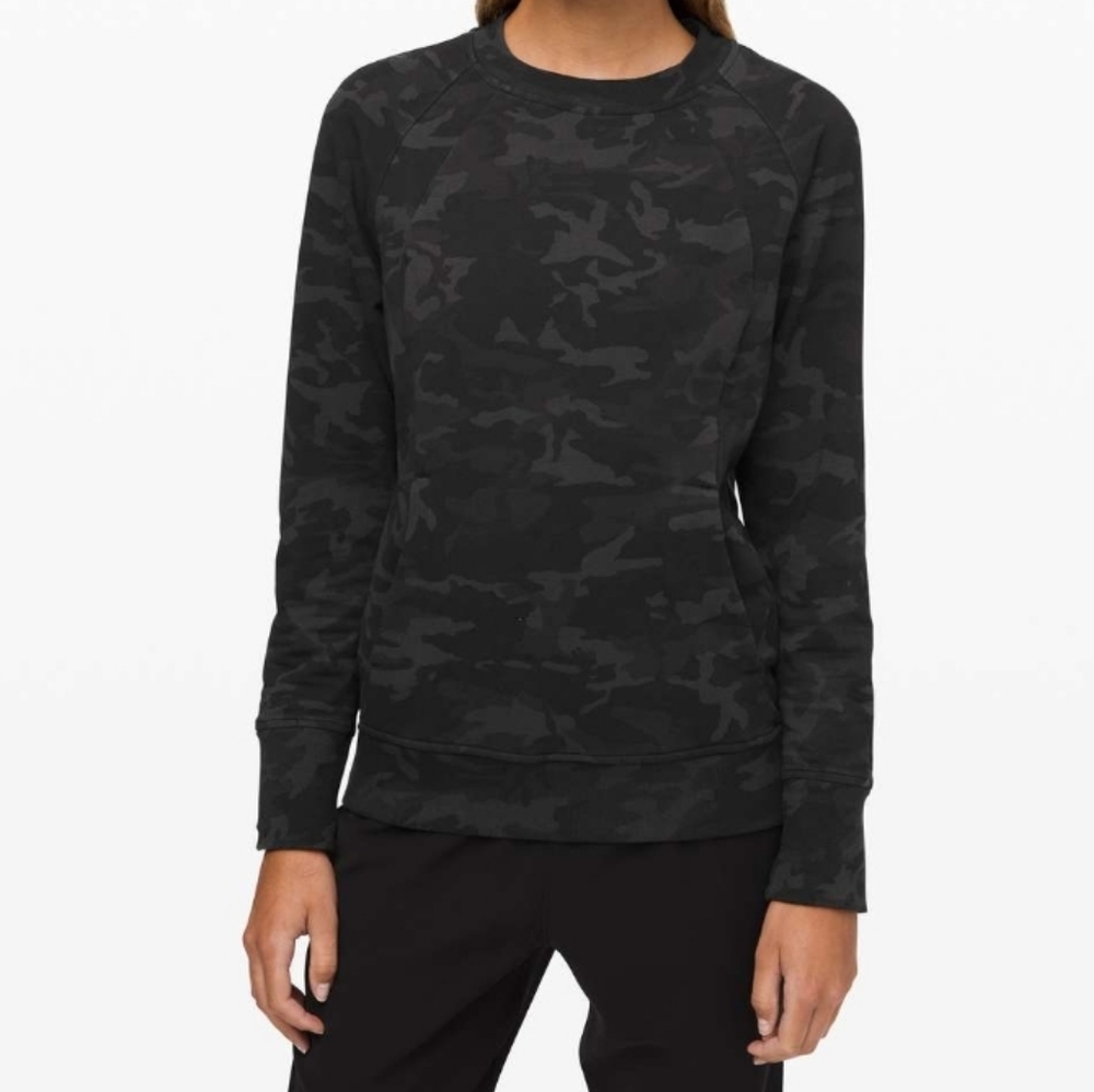 lululemon athletica Black Charcoal Camo Crewneck Sweatshirt